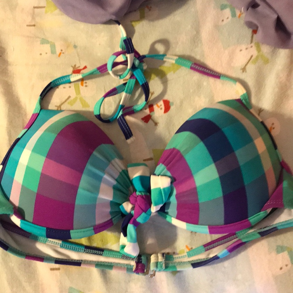 Plaid push-up bikini top